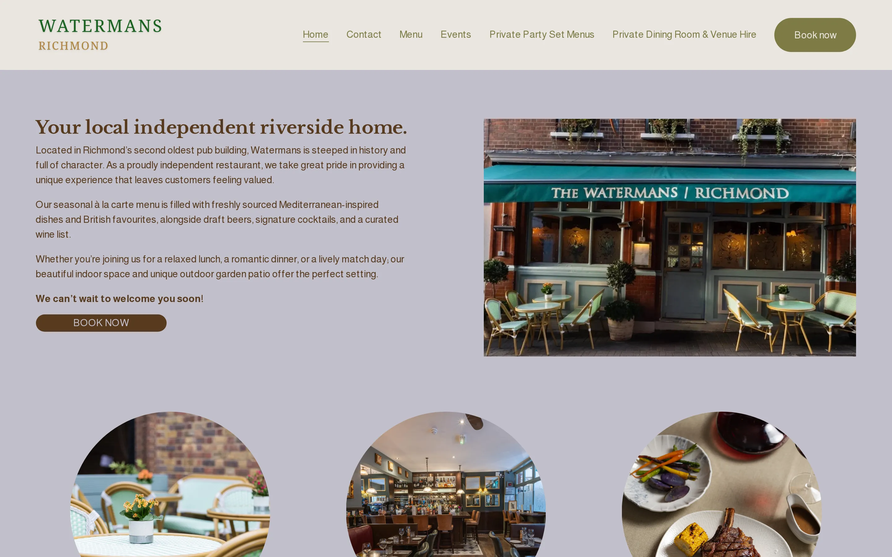 Genuine desktop screenshot of the Watermans TW9 website homepage